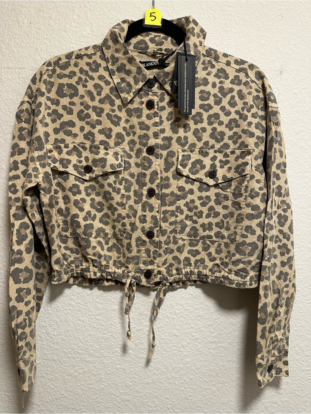 BLANKNYC Wild Story Leopard Cropped Jacket NWT $148 Drawstring Utility